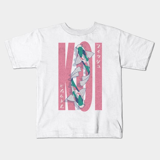 Koi Fish Japanese Style Kids T-Shirt by JDP Designs